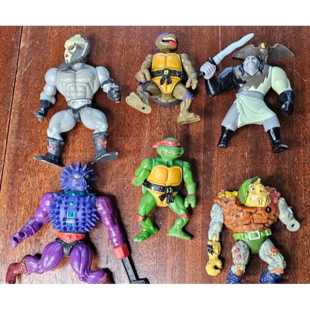 TMNT Teenage Mutant Ninja Turtles Vintage Action Figures 1980s 1990s Lot of 6